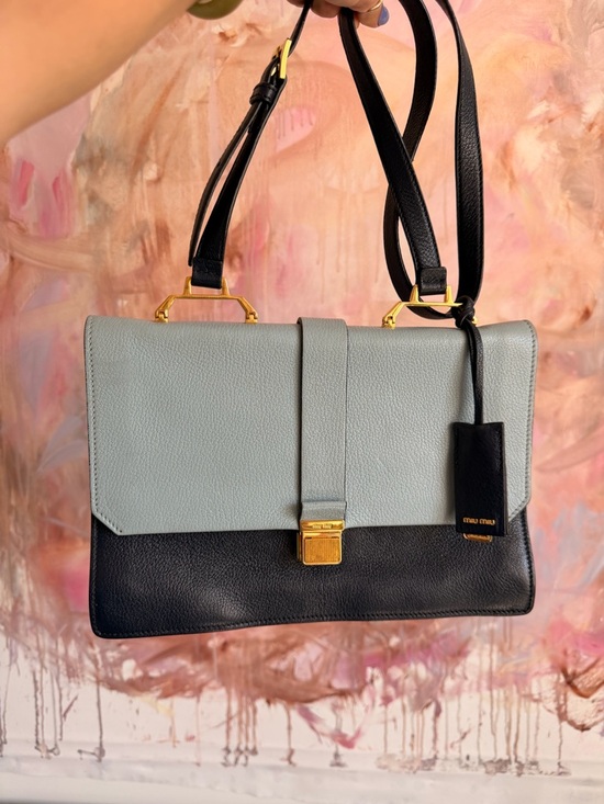 Miu Miu Handbags - Miu Miu Leather Shoulder Bag in Light Blue and Dark Blue